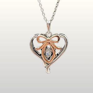 Bella Luce Dancing Heart Diamond-Sim Pendant Necklace Eterno Rose Rhod/925  18"